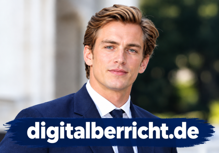 Formal Portrait with Digital Headline